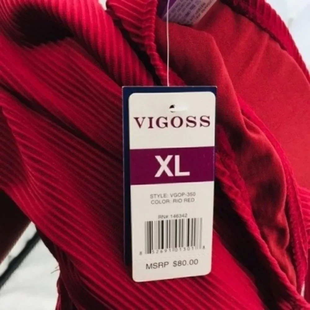 Vigoss one piece swimsuit red ribbed XL BoxA thong